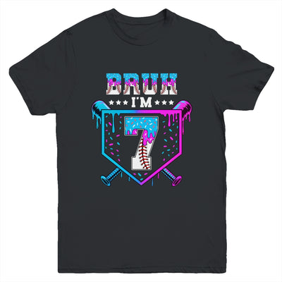 Bruh 7th Birthday Boy Baseball Ice Cream Drip 7 Years Old Boy Youth Shirt | teecentury