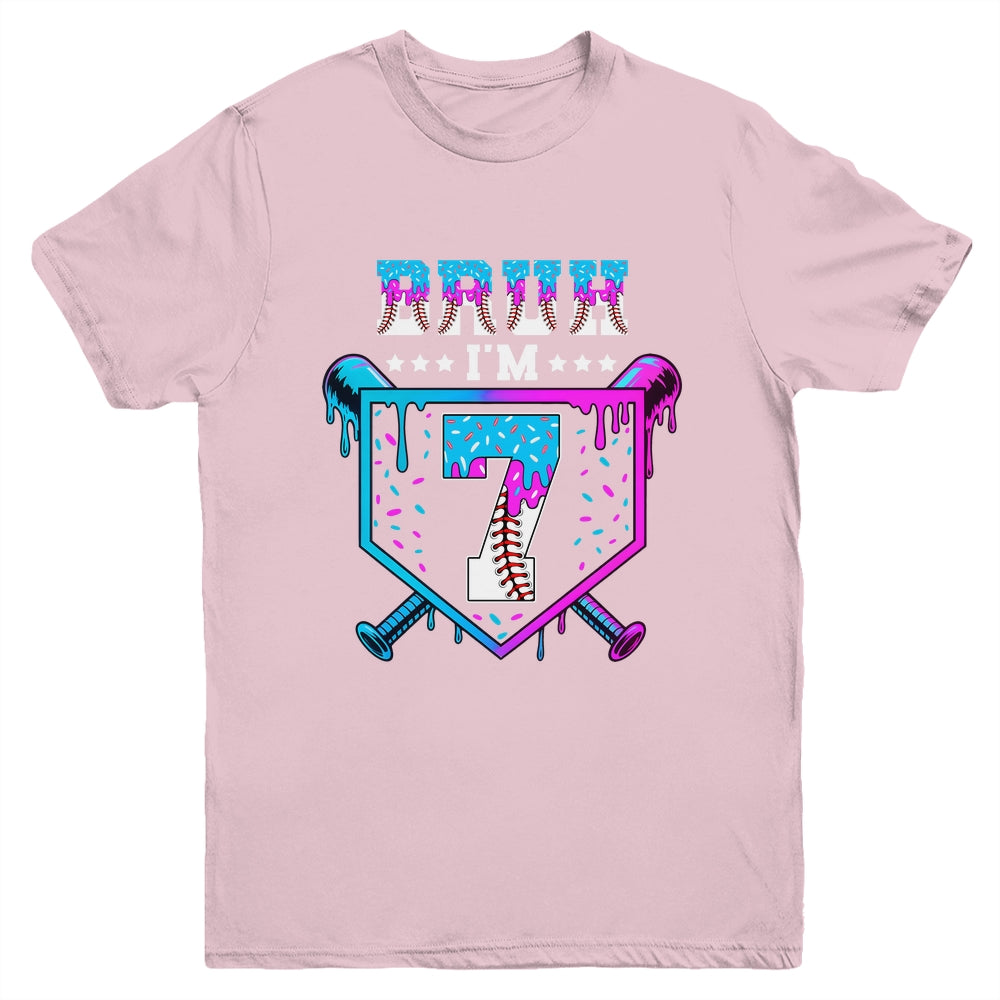 Bruh 7th Birthday Boy Baseball Ice Cream Drip 7 Years Old Boy Youth Shirt | teecentury