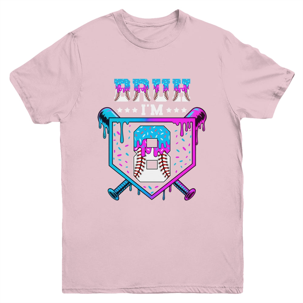 Bruh 8th Birthday Boy Baseball Ice Cream Drip 8 Years Old Boy Youth Shirt | teecentury