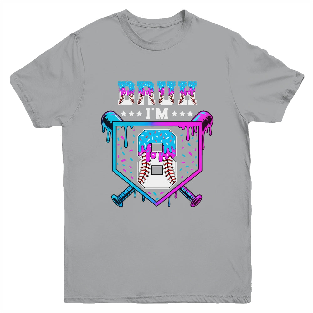 Bruh 8th Birthday Boy Baseball Ice Cream Drip 8 Years Old Boy Youth Shirt | teecentury