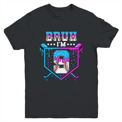 Bruh 9th Birthday Boy Baseball Ice Cream Drip 9 Years Old Boy Youth Shirt | teecentury