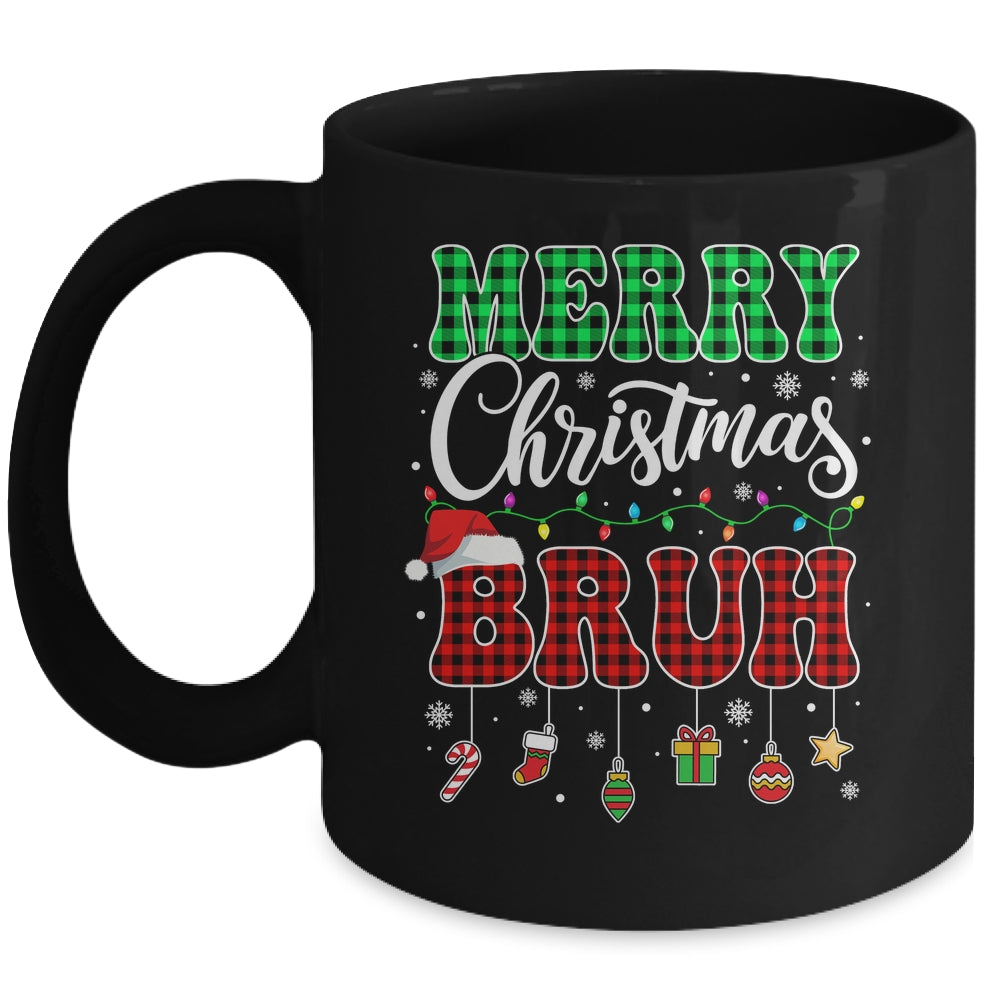 Bruh Christmas Buffalo Red Plaid Teens Boys Kids Xmas Mug | teecentury