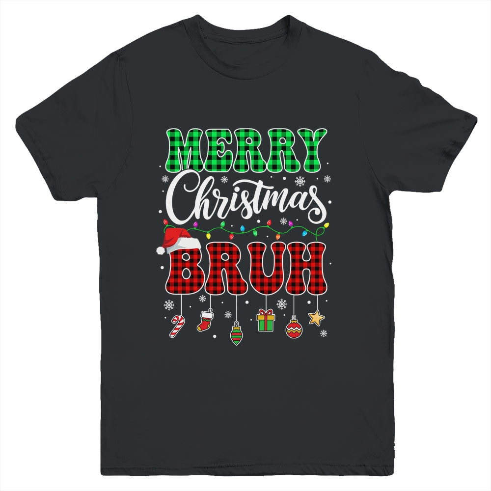 Bruh Christmas Buffalo Red Plaid Teens Boys Kids Xmas Youth Shirt | teecentury