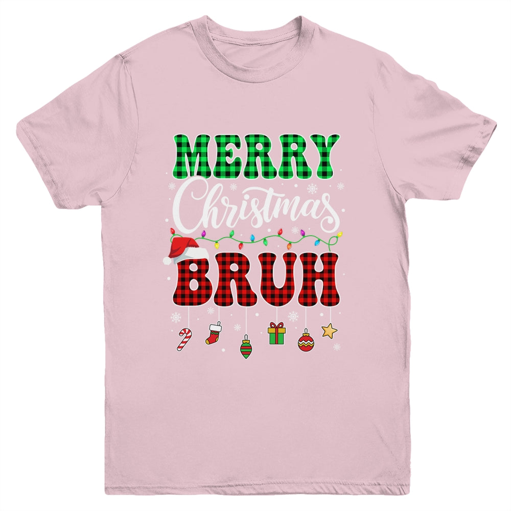 Bruh Christmas Buffalo Red Plaid Teens Boys Kids Xmas Youth Shirt | teecentury