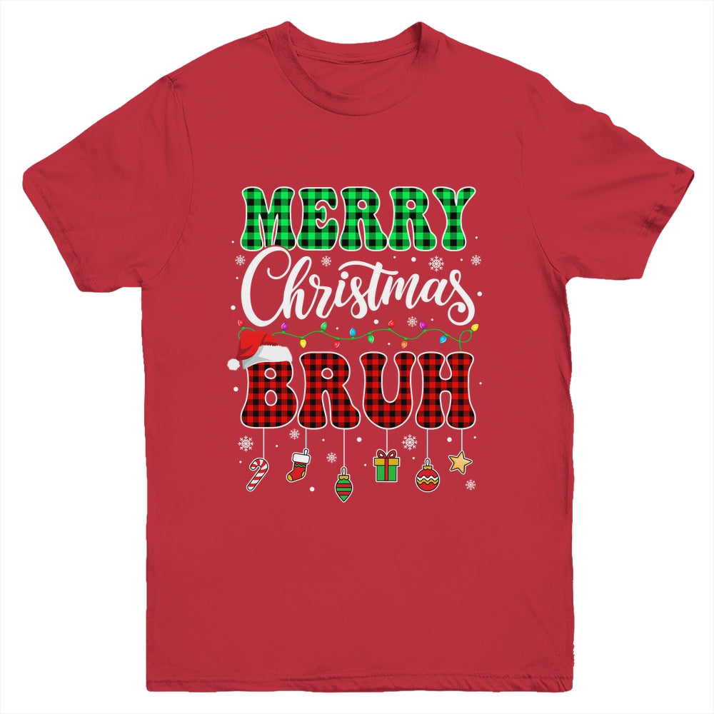 Bruh Christmas Buffalo Red Plaid Teens Boys Kids Xmas Youth Shirt | teecentury