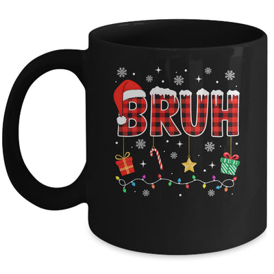 Bruh Funny Christmas Red Plaid Teens Boys Girls Kids Xmas Mug | teecentury