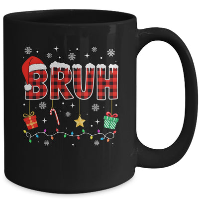Bruh Funny Christmas Red Plaid Teens Boys Girls Kids Xmas Mug | teecentury