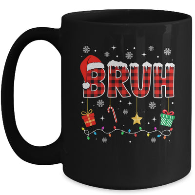Bruh Funny Christmas Red Plaid Teens Boys Girls Kids Xmas Mug | teecentury