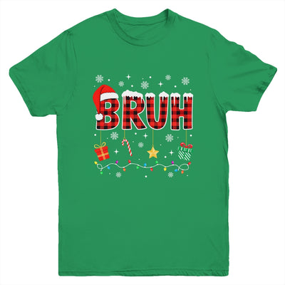 Bruh Funny Christmas Red Plaid Teens Boys Girls Kids Xmas Youth Shirt | teecentury