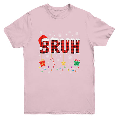 Bruh Funny Christmas Red Plaid Teens Boys Girls Kids Xmas Youth Shirt | teecentury