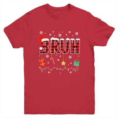Bruh Funny Christmas Red Plaid Teens Boys Girls Kids Xmas Youth Shirt | teecentury
