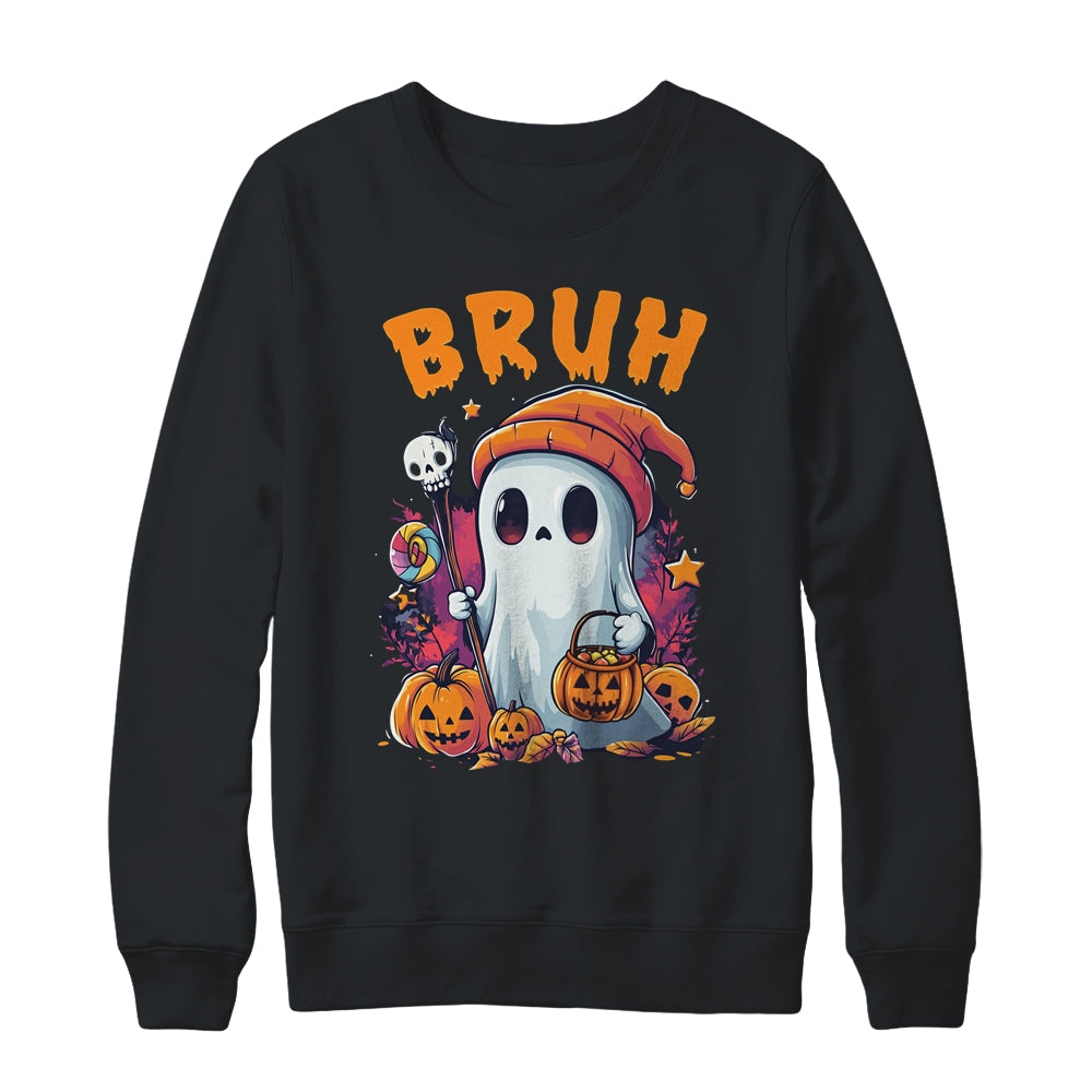 Bruh Ghost Halloween Cute Ghost Trick Or Treat Candy Kids Shirt & Sweatshirt | teecentury
