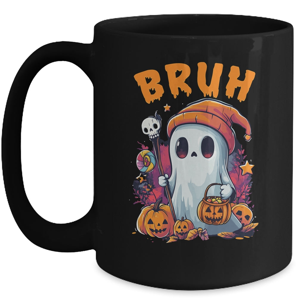 Bruh Ghost Halloween Cute Ghost Trick Or Treat Candy Kids Mug | teecentury