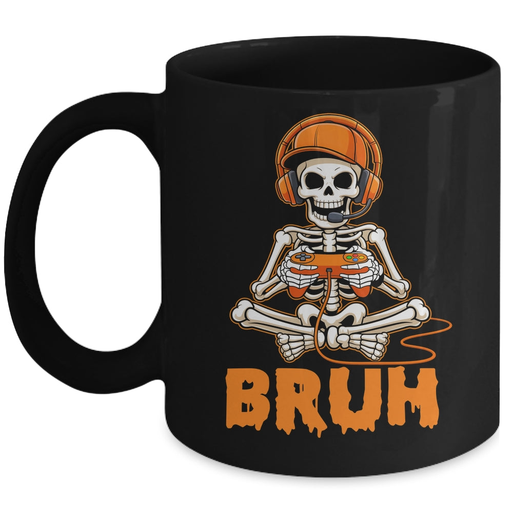 Bruh Halloween Boys Kids Gamer Mens Skeleton Video Gaming Mug | teecentury