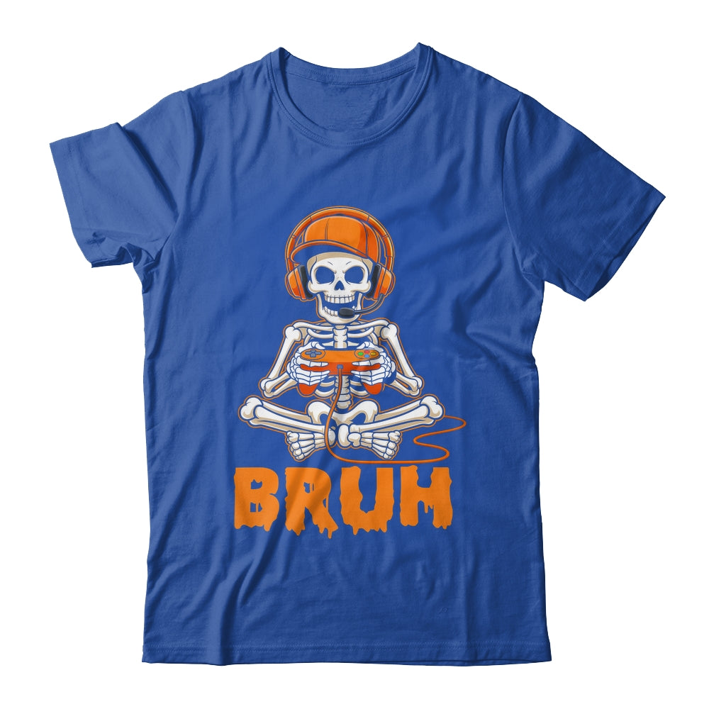 Bruh Halloween Boys Kids Gamer Mens Skeleton Video Gaming Shirt & Hoodie | teecentury