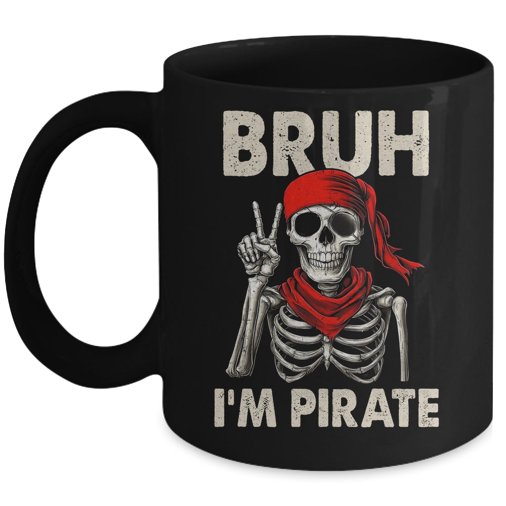 Bruh Im A Pirate Spooky Skeleton Halloween Costumes Men Boys Mug | teecentury