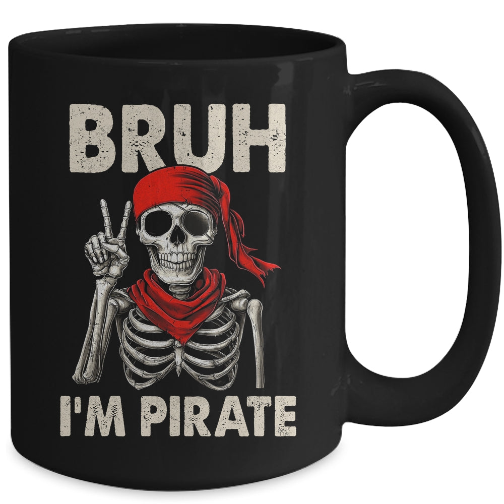 Bruh Im A Pirate Spooky Skeleton Halloween Costumes Men Boys Mug | teecentury