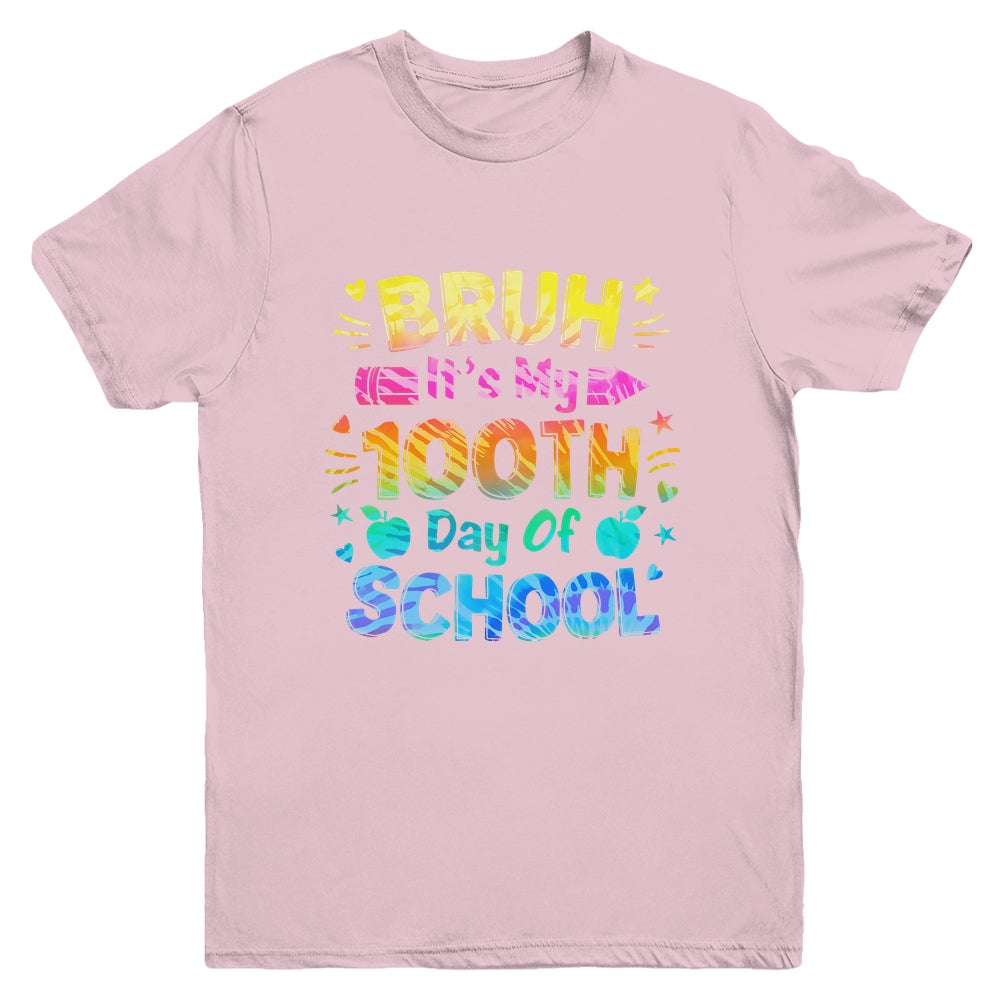 Bruh It's My 100 Days Of School Tie Dye 100th Day Boys Girls Youth Shirt | teecentury