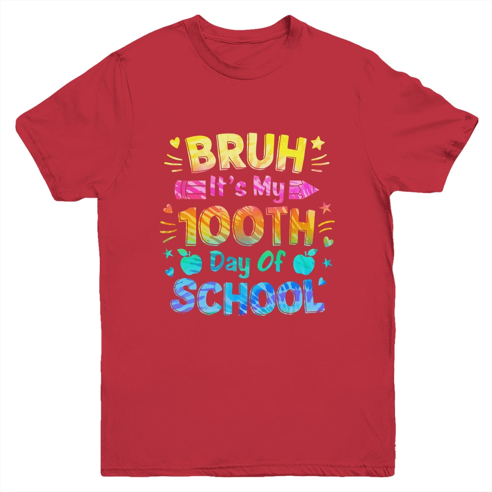 Bruh It's My 100 Days Of School Tie Dye 100th Day Boys Girls Youth Shirt | teecentury
