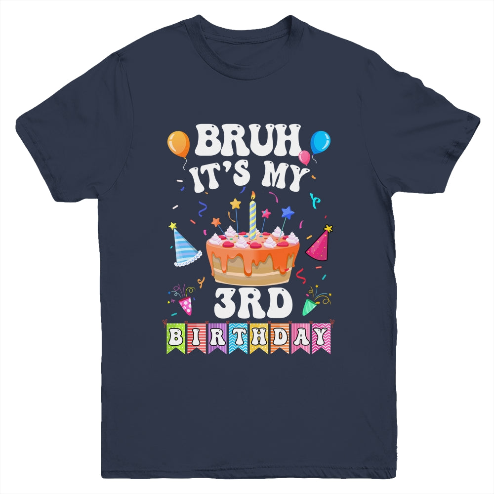 Bruh It's My 3rd Birthday Cake 3 Year Old Birthday Funny Youth Shirt | teecentury