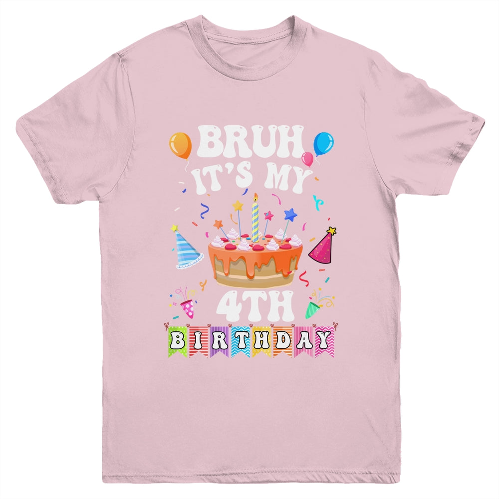 Bruh It's My 4th Birthday Cake 4 Year Old Birthday Funny Youth Shirt | teecentury