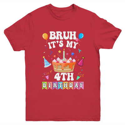 Bruh It's My 4th Birthday Cake 4 Year Old Birthday Funny Youth Shirt | teecentury
