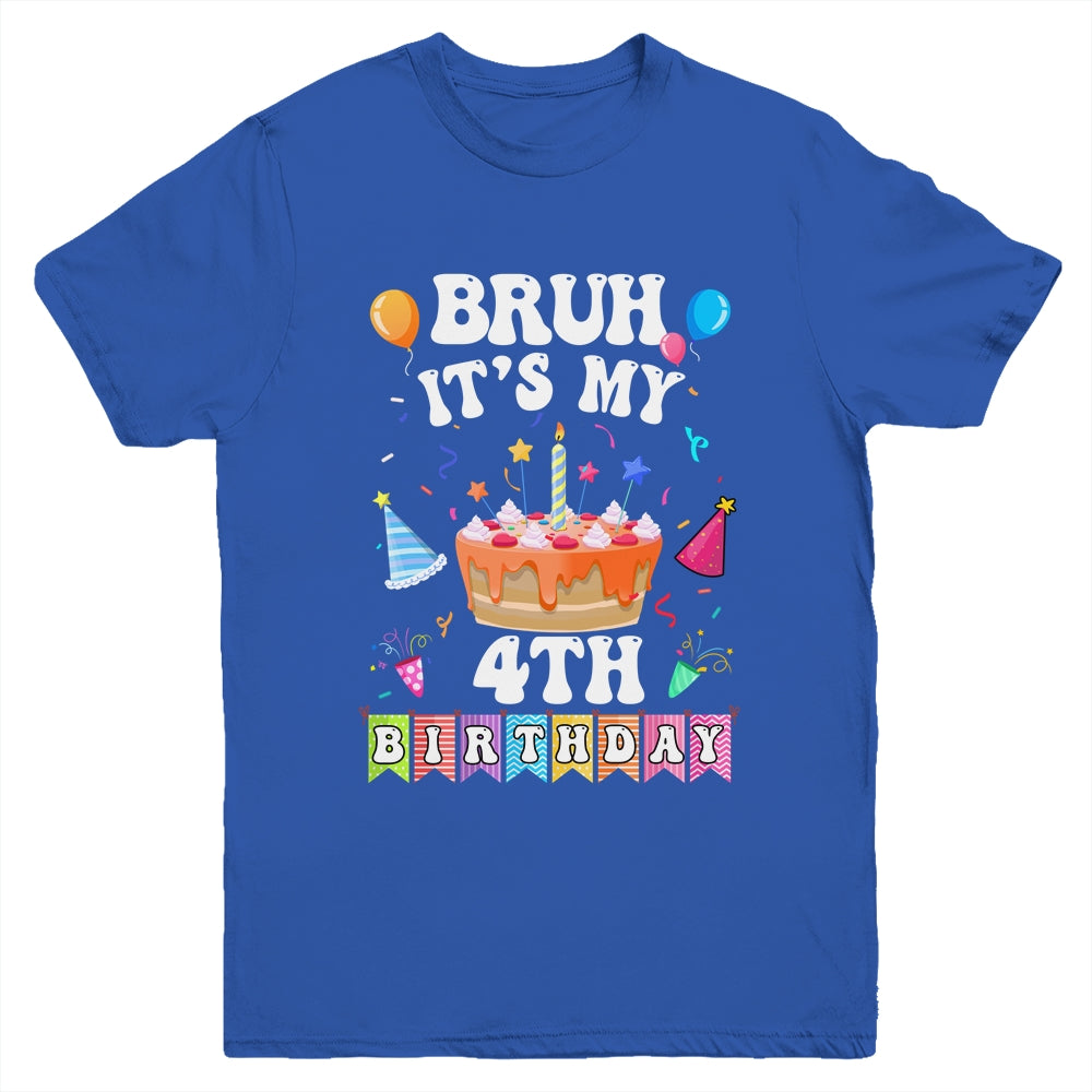 Bruh It's My 4th Birthday Cake 4 Year Old Birthday Funny Youth Shirt | teecentury