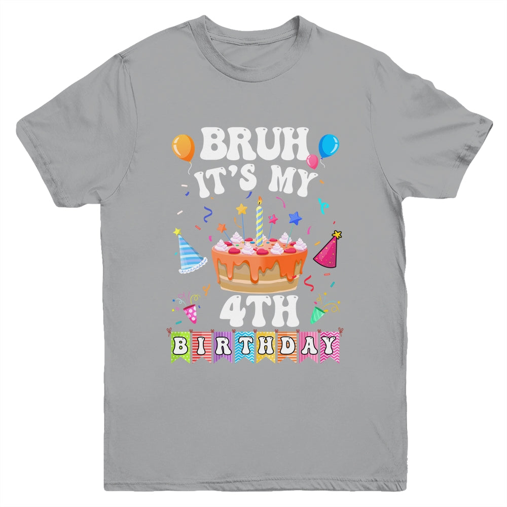 Bruh It's My 4th Birthday Cake 4 Year Old Birthday Funny Youth Shirt | teecentury