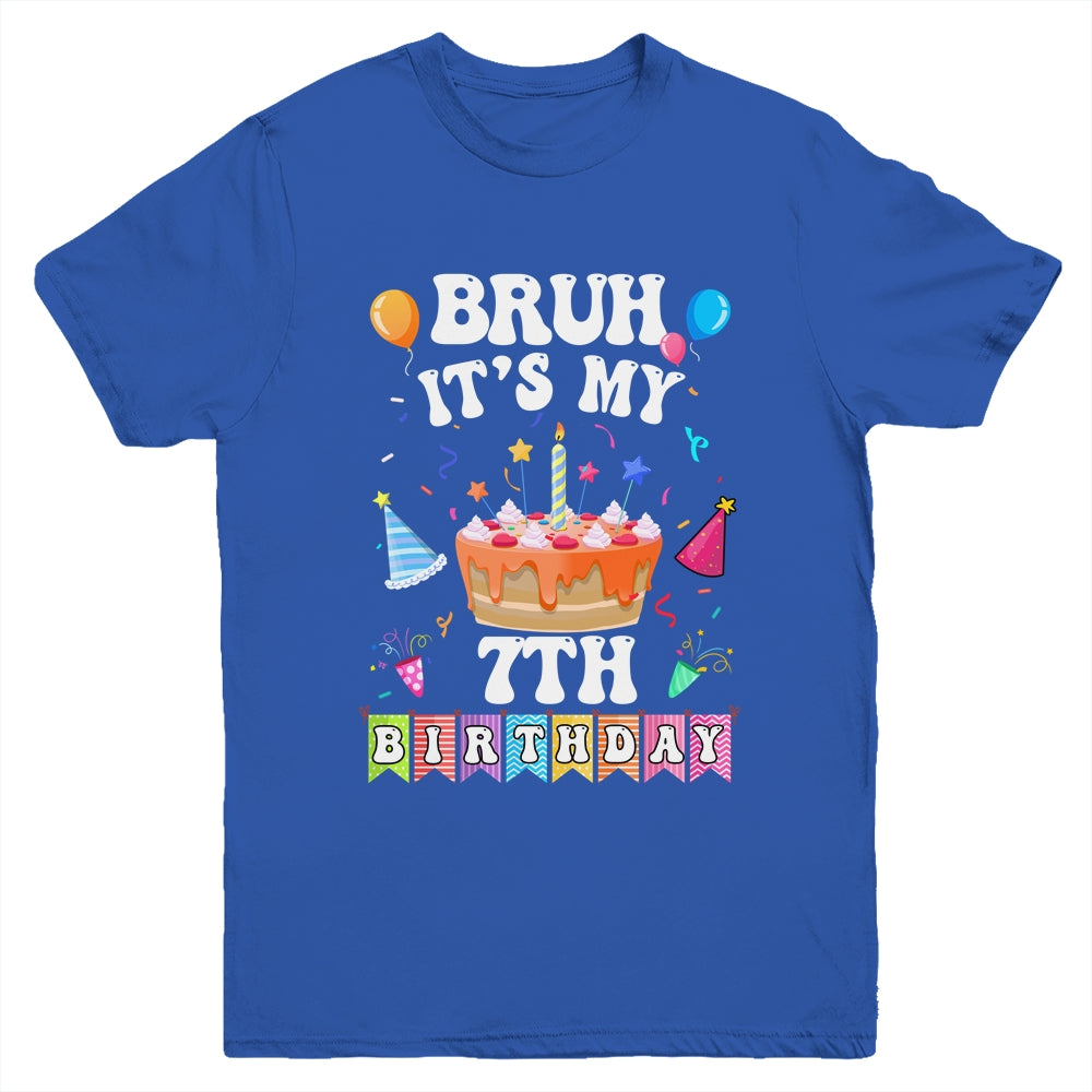 Bruh It's My 7th Birthday Cake 7 Year Old Birthday Funny Youth Shirt | teecentury