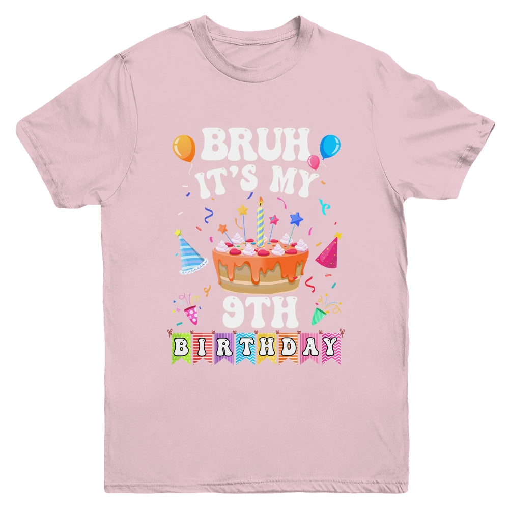 Bruh It's My 9th Birthday Cake 9 Year Old Birthday Funny Youth Shirt | teecentury