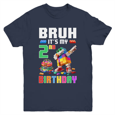 Bruh Its My 2nd Birthday Master Builder Dabbing Block Brick Youth Shirt | teecentury