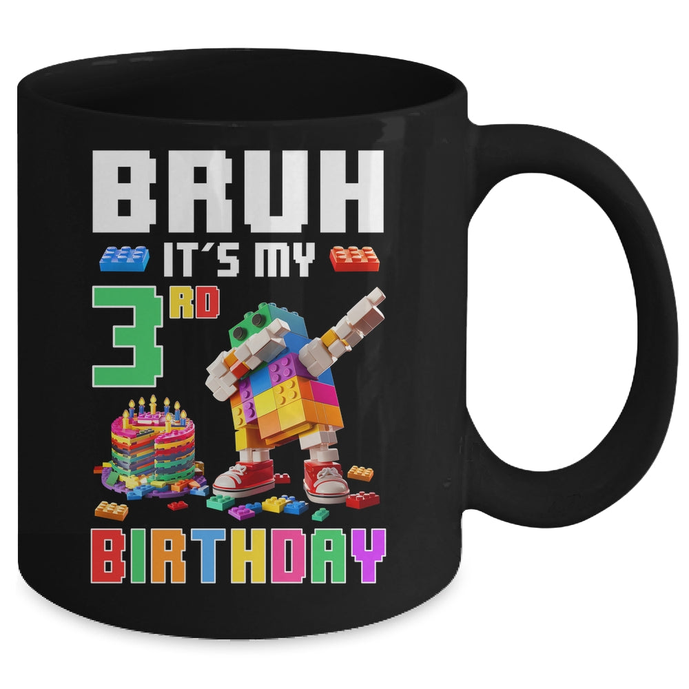 Bruh Its My 3rd Birthday Master Builder Dabbing Block Brick Mug | teecentury
