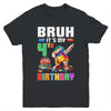 Bruh Its My 4th Birthday Master Builder Dabbing Block Brick Youth Shirt | teecentury