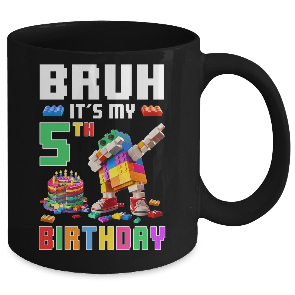 Bruh Its My 5th Birthday Master Builder Dabbing Block Brick Mug | teecentury