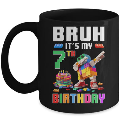 Bruh Its My 7th Birthday Master Builder Dabbing Block Brick Mug | teecentury