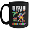 Bruh Its My 7th Birthday Master Builder Dabbing Block Brick Mug | teecentury