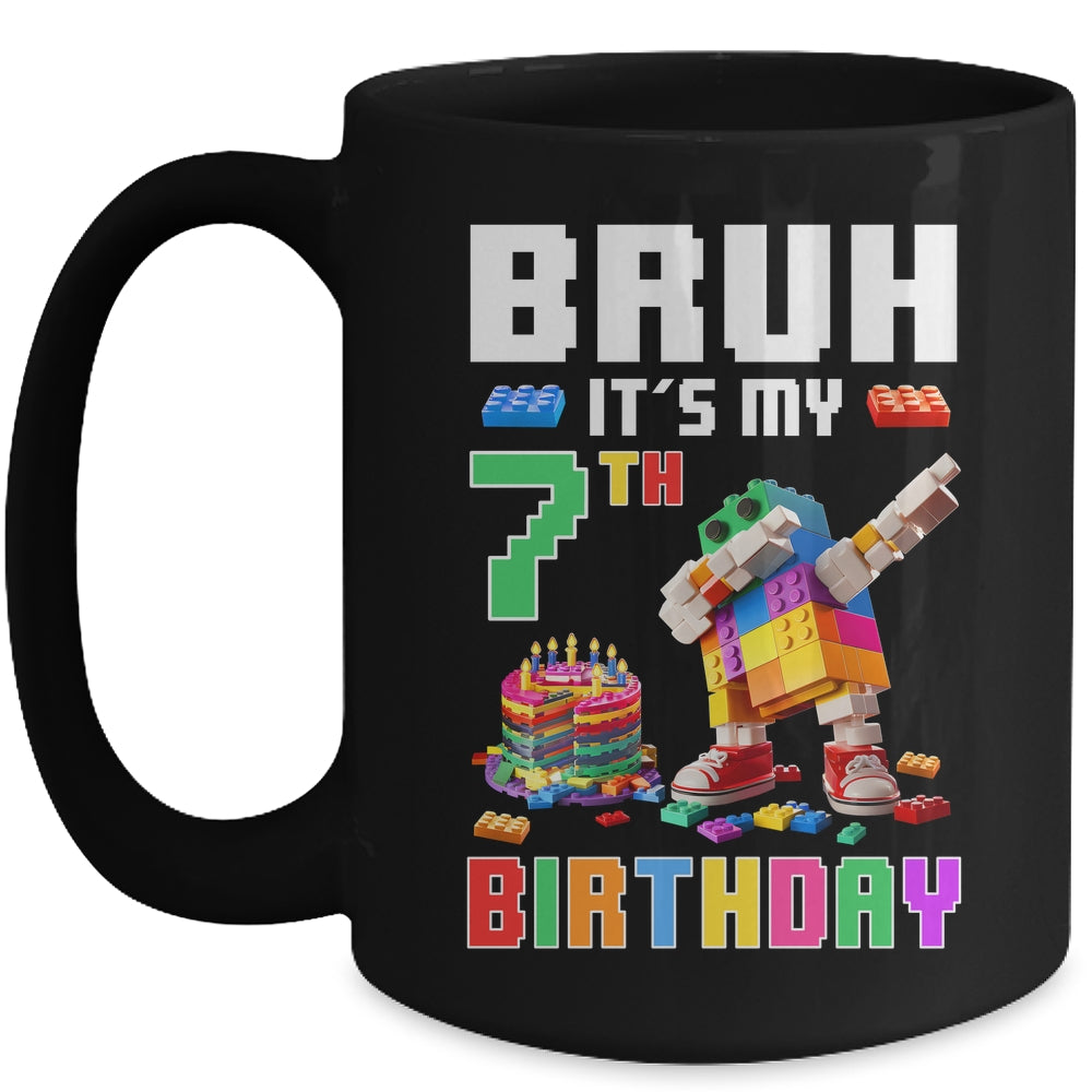 Bruh Its My 7th Birthday Master Builder Dabbing Block Brick Mug | teecentury