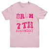 Bruh Its My 7th Birthday Pink 7 Year Old Coquette Groovy Youth Shirt | teecentury