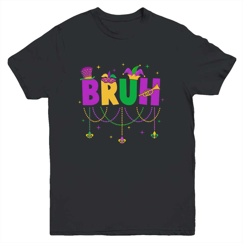 Bruh Mardi Gras Teens Boys Kids Costume Mardi Gras Funny Youth Shirt | teecentury