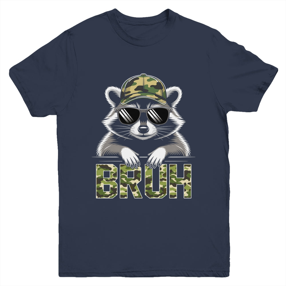 Bruh Raccoon Trash Racoon Camo Hat Youth Teens Kids Lover Youth Shirt | teecentury