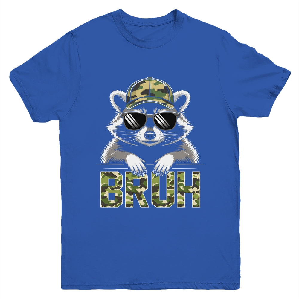 Bruh Raccoon Trash Racoon Camo Hat Youth Teens Kids Lover Youth Shirt | teecentury