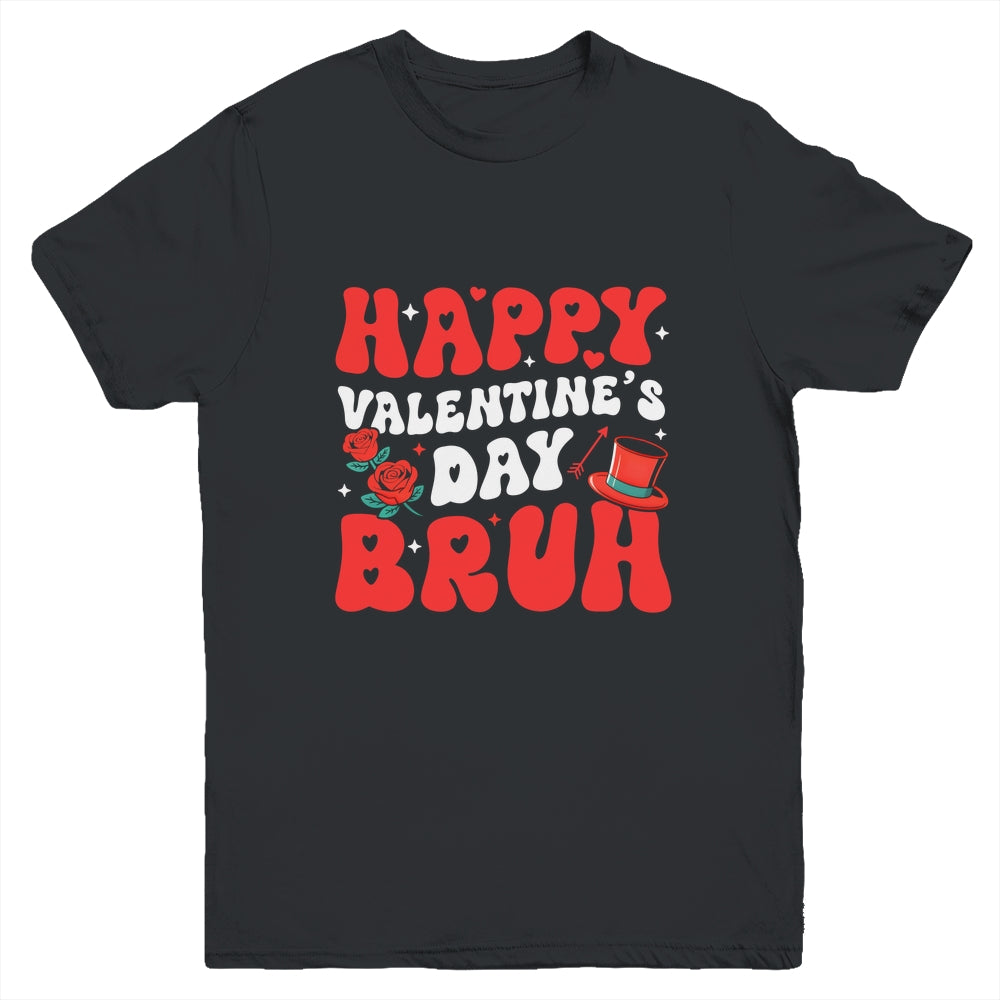 Bruh Valentines Day Teens Boys Kids Heart Valentine Youth Shirt | teecentury