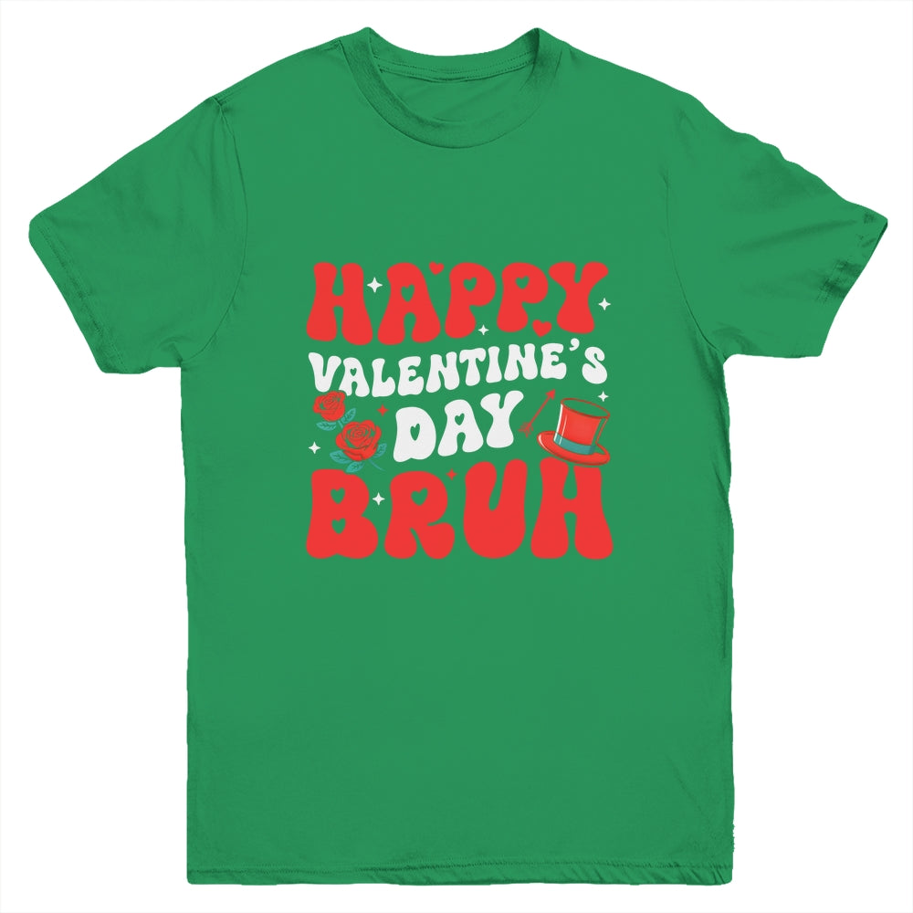 Bruh Valentines Day Teens Boys Kids Heart Valentine Youth Shirt | teecentury