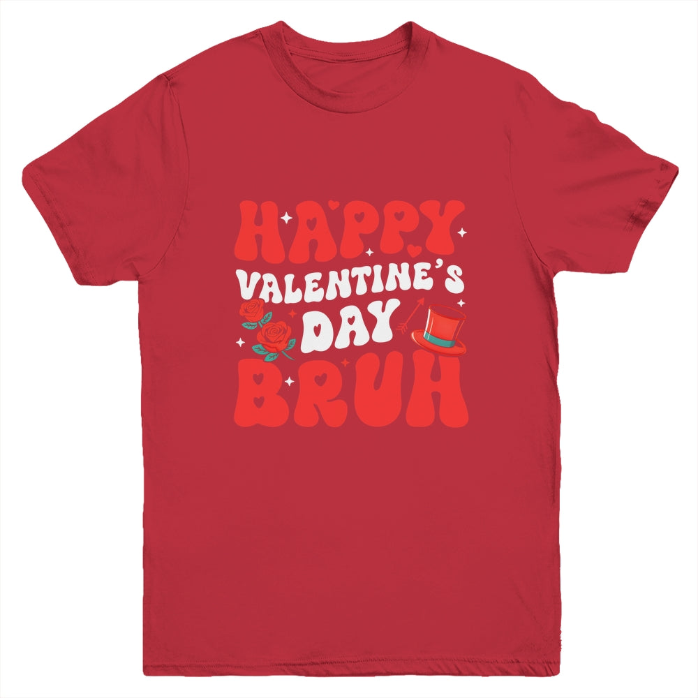 Bruh Valentines Day Teens Boys Kids Heart Valentine Youth Shirt | teecentury