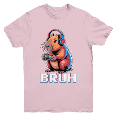 Bruh Video Games Boys Kids Capybara Gamer Graphic Gaming Youth Shirt | teecentury