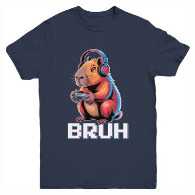 Bruh Video Games Boys Kids Capybara Gamer Graphic Gaming Youth Shirt | teecentury