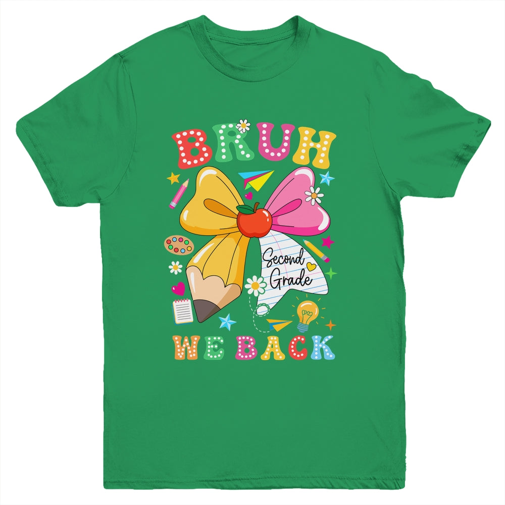 Bruh We Back Second Grade Pencil Bow Back To School 2nd Grade Youth Shirt | teecentury