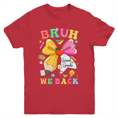 Bruh We Back Second Grade Pencil Bow Back To School 2nd Grade Youth Shirt | teecentury