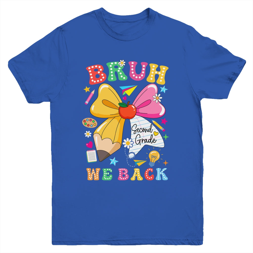 Bruh We Back Second Grade Pencil Bow Back To School 2nd Grade Youth Shirt | teecentury