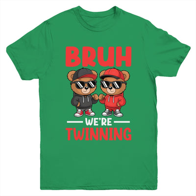 Bruh We're Twinning Boys Twin Day Spirit Week Bear Kids Youth Shirt | teecentury